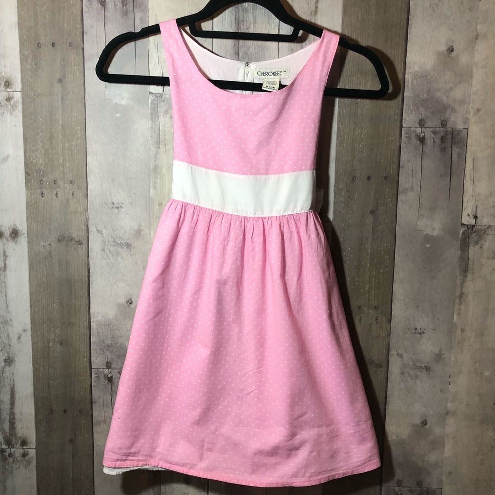 Pink with white polka dots dress